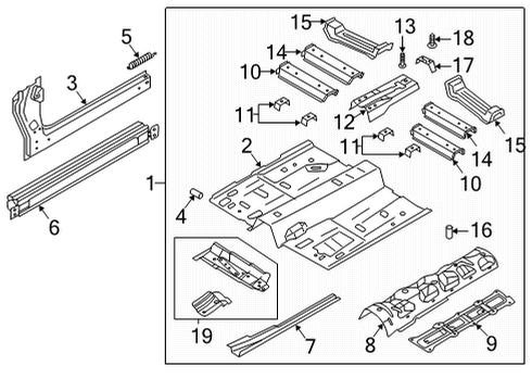 2020 Ford Escape Battery Tray Support Diagram for LX6Z-10A666-D