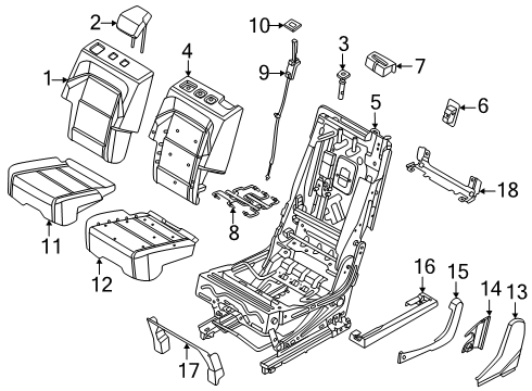 2025 Lincoln Navigator Rear Seat Cushion Cover Assembly Diagram for SL7Z-7863804-AF