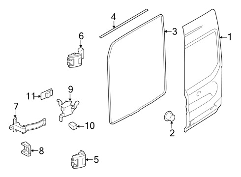 2025 Ford E-Transit Door Opening Weatherstrip Assembly Diagram for CK4Z-1520519-A