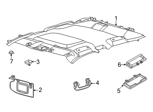 2024 Ford Maverick Headlining - Roof Diagram for NZ6Z-6051916-MA