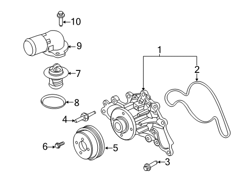 2020 Ford F-350 Super Duty Water Pump Pulley Diagram for LC3Z-8509-A