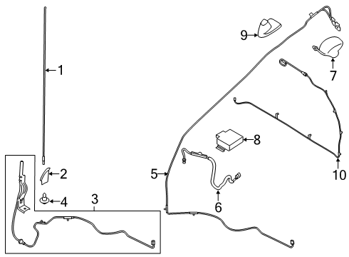 2020 Ford F-150 Aerial Assembly Diagram for KL3Z-19A390-DA