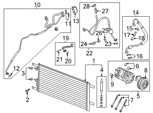 2020 Ford F-250 Super Duty Condenser Assembly Diagram for HC3Z-19712-D