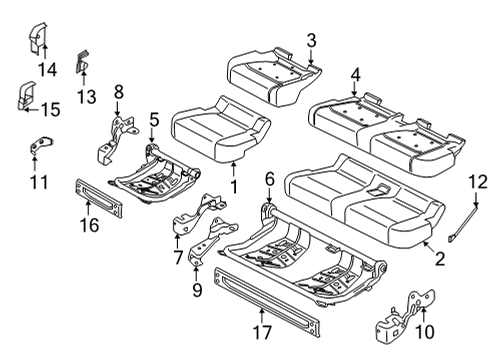 2024 Ford F-150 Rear Seat Cushion Cover Assembly Diagram for NL3Z-1663805-FA