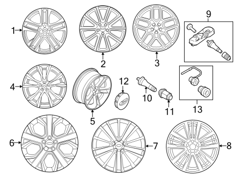 2019 Ford Police Interceptor Utility Wheel Assembly Diagram for JB5Z-1007-F