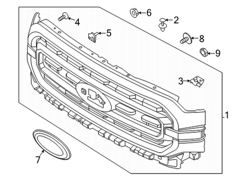 2022 Ford F-150 Radiator Grille Assembly Diagram for ML3Z-8200-CB