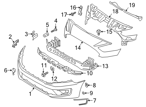2020 Ford Transit Connect Front Bumper Assembly Diagram for KT1Z-17757-SP