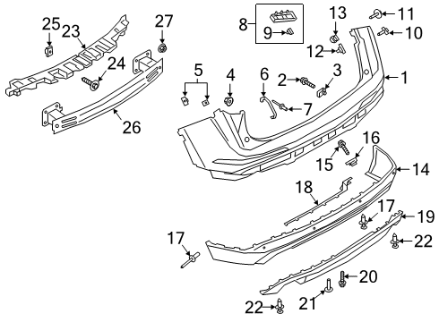 2020 Lincoln Corsair Extension Bumper Bar Side Diagram for LJ7Z-17810-SAPTM