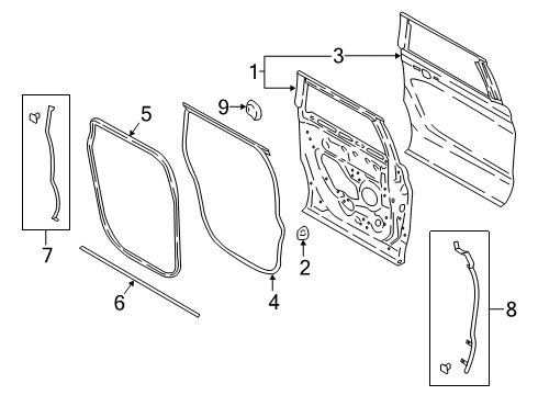 2021 Ford Expedition Rear Door Assembly Less Hinges Diagram for JL1Z-7824630-B
