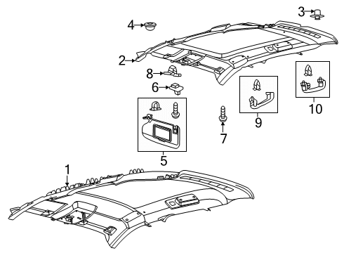 2020 Ford Escape Visor Assembly Sun Diagram for LJ6Z-7804105-AA