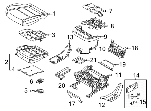 2025 Lincoln Navigator Power Seat Adjust Switch Assembly Diagram for SL7Z-14A701-FC