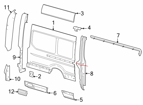 2025 Ford E-Transit Panel Body Side Rear Diagram for SK4Z-61279D46-F