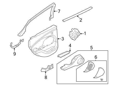 2022 Ford Mustang Mach-E Door Armrest Assembly Diagram for LJ8Z-5822634-AB