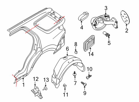 2019 Ford Police Interceptor Utility Panel Body Side Rear Diagram for FB5Z-7827840-B