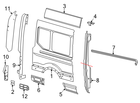 2024 Ford Transit Panel Body Side Rear Diagram for KK3Z-61279D46-A