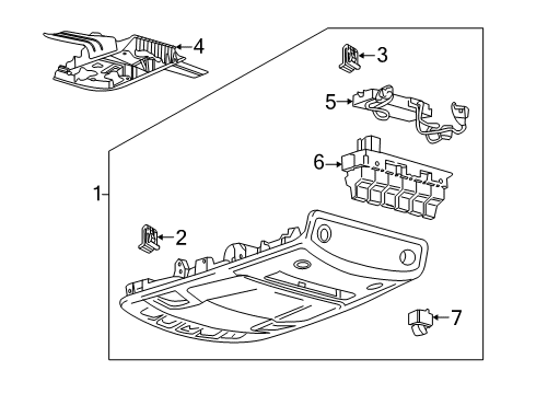 2020 Ford F-250 Super Duty Overhead Console Assembly Diagram for HC3Z-28519A58-JCR