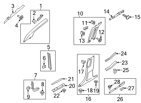 2022 Lincoln Nautilus "B" Pillar Trim Diagram for FA1Z-5824347-AL