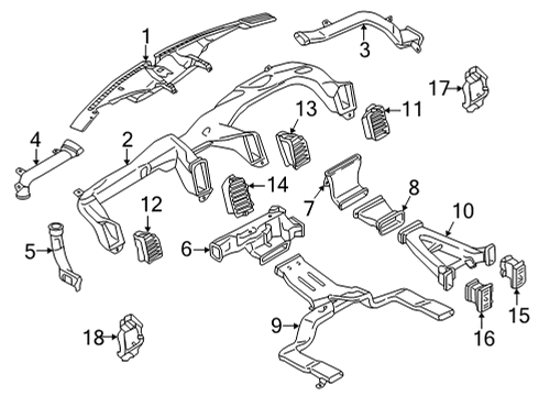 2024 Ford F-150 Air Conditioner Duct Assembly Diagram for RL3Z-19E630-A