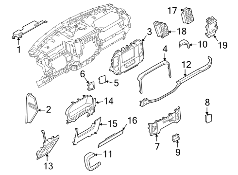 2024 Ford F-150 Lightning Air Vent Louvre Assembly Diagram for NL3Z-15045C09-BA
