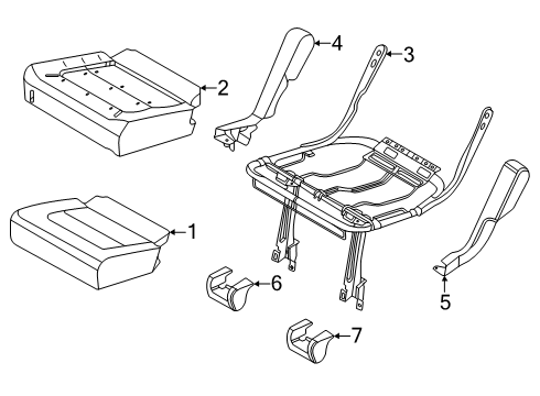 2023 Ford Bronco Rear Seat Cushion Cover Assembly Diagram for P2DZ-7863804-CD