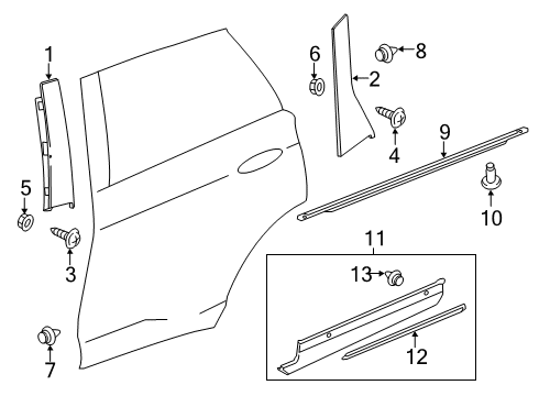 2022 Lincoln Nautilus Door Outside Moulding Diagram for FA1Z-5825556-CA