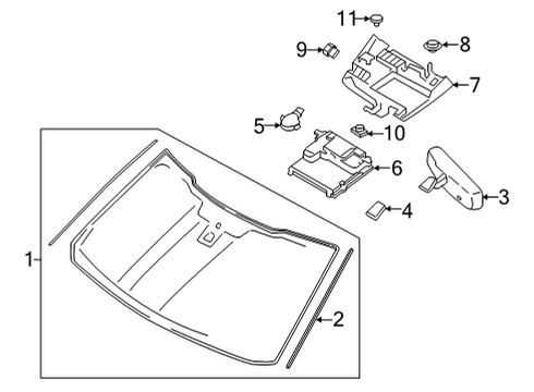 2021 Ford Expedition Windscreen Glass Diagram for LL1Z-7803100-E