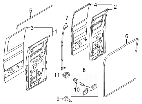 2024 Ford Transit Hinged Side Loading Door Assembly Diagram for EK4Z-7620124-F