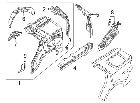 2019 Ford Police Interceptor Utility Quarter Panel And Wheelhouse Inner Diagram for JB5Z-7827886-A