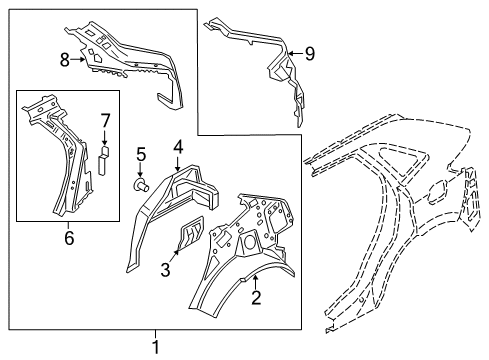 2022 Ford Edge Body Side Inner Panel Assembly Diagram for KT4Z-5827864-A