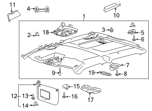 2021 Ford F-350 Super Duty Visor Assembly Sun Diagram for LC3Z-2504104-FB
