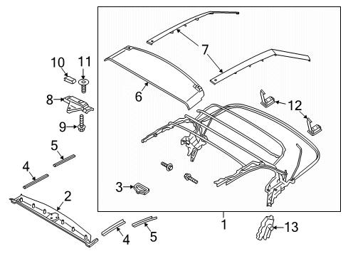 2020 Ford Mustang FRAME ASY - SOFT TOP Diagram for FR3Z-7653000-AM