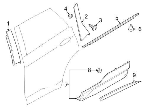 2022 Ford Edge Moulding Diagram for NT4Z-5829076-AA