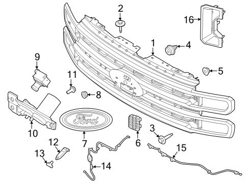 2023 Ford F-250 Super Duty Radiator Grille Assembly Diagram for PC3Z-8200-KA