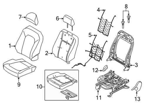 2024 Ford F-150 Seat Back Cover Assembly Diagram for RL3Z-1664416-BD
