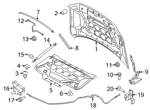 2022 Ford Expedition Hood Latch Assembly Diagram for JL1Z-16700-D