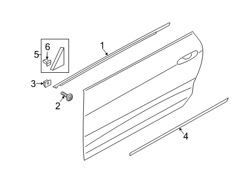 2020 Ford Mustang Door Window Weatherstrip Assembly Diagram for FR3Z-6321452-F