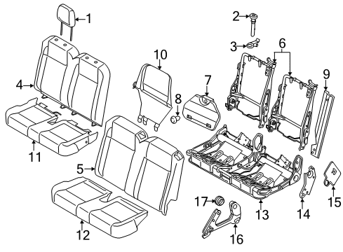 2021 Ford Transit Rear Seat Back Cover Assembly Diagram for HK4Z-6366601-JH