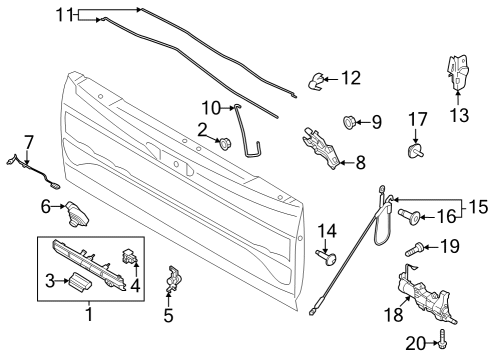 2024 Ford F-150 Lightning LATCH ASY - TAILGATE Diagram for RL3Z-9943150-A