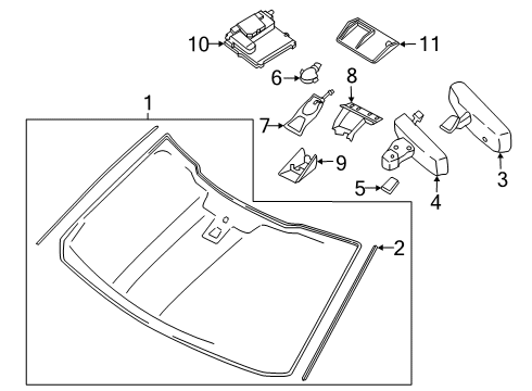 2020 Ford F-150 Windscreen Glass Diagram for LL3Z-1503100-B