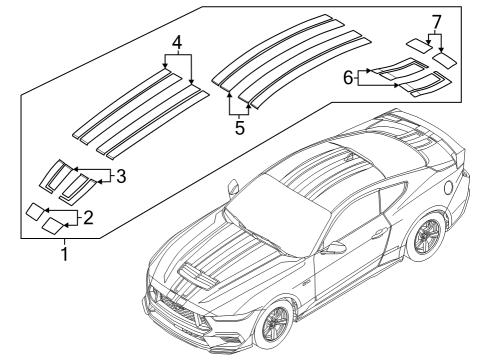 2024 Ford Mustang Decal Stripe Diagram for PR3Z-6320000-CB