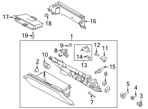 2020 Ford Mustang Glove Compartment Box Assembly Diagram for KR3Z63060T10BA
