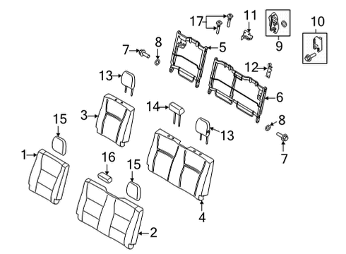 2021 Ford F-150 Rear Seat Back Cover Assembly Diagram for ML3Z-1866600-GB