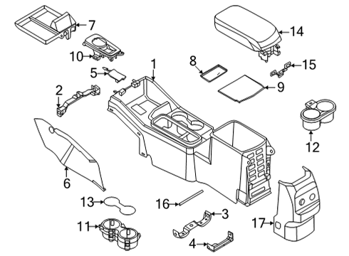 2025 Ford Maverick Console Armrest Assembly Diagram for NZ6Z-2606024-BF