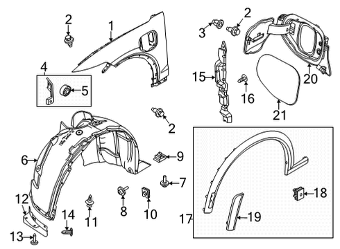 2023 Ford Mustang Mach-E Front Splash Guard Diagram for LJ8Z-16103-C