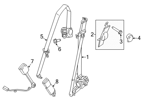 2021 Ford F-250 Super Duty Pretensioner Seat Belt Retractor Diagram for JC3Z-26611B08-BB