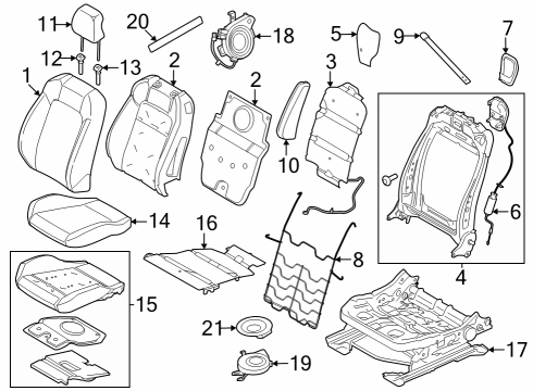 2025 Ford Mustang Seat Back Pad Diagram for PR3Z-6364811-C