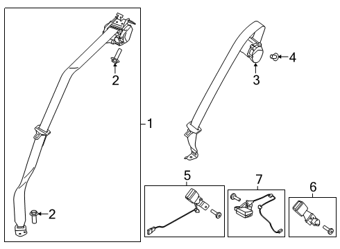 2024 Ford Escape Seat Belt Assembly Diagram for LJ6Z-78611B69-AC