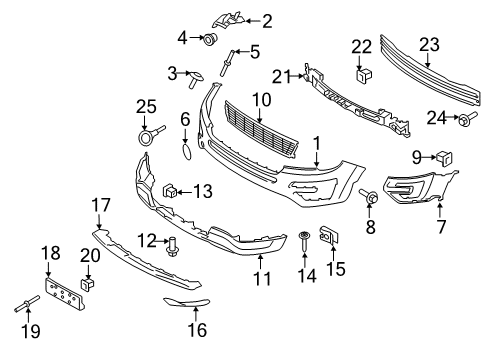 2019 Ford Police Interceptor Utility Front Bumper Assembly Diagram for FB5Z17D957AC
