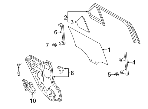 2022 Ford Explorer Rear Door Glass Diagram for LB5Z-7825712-D
