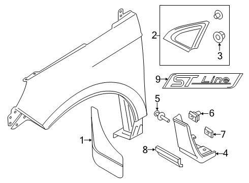 2022 Ford Edge Fender Moulding Assembly Diagram for NT4Z-16A039-AA